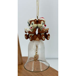 Disney Chip ‘n Dale Cookies Christmas Holiday Glass Bell Ornament 4" Tall